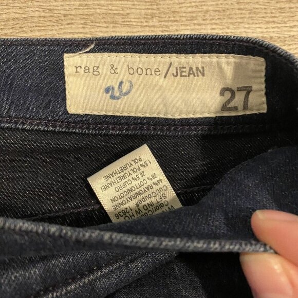 Rag & Bone Women’s Size 27 Distressed Skinny Jeans Denim Dark Blue Wash - Picture 3 of 10